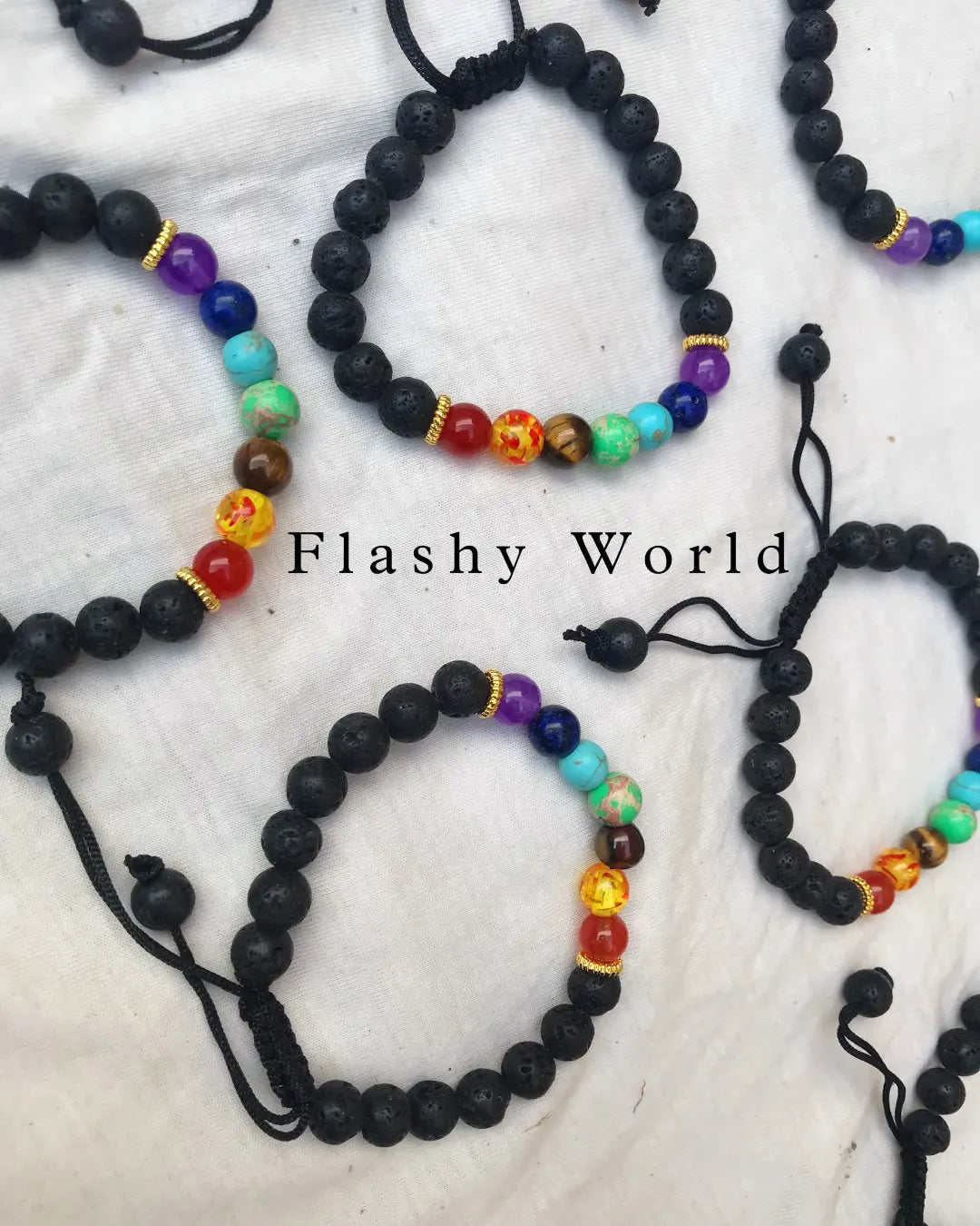 7 Chakra Healing Bracelet with Lava Stones – Adjustable Threaded Energy Balancing Bracelet