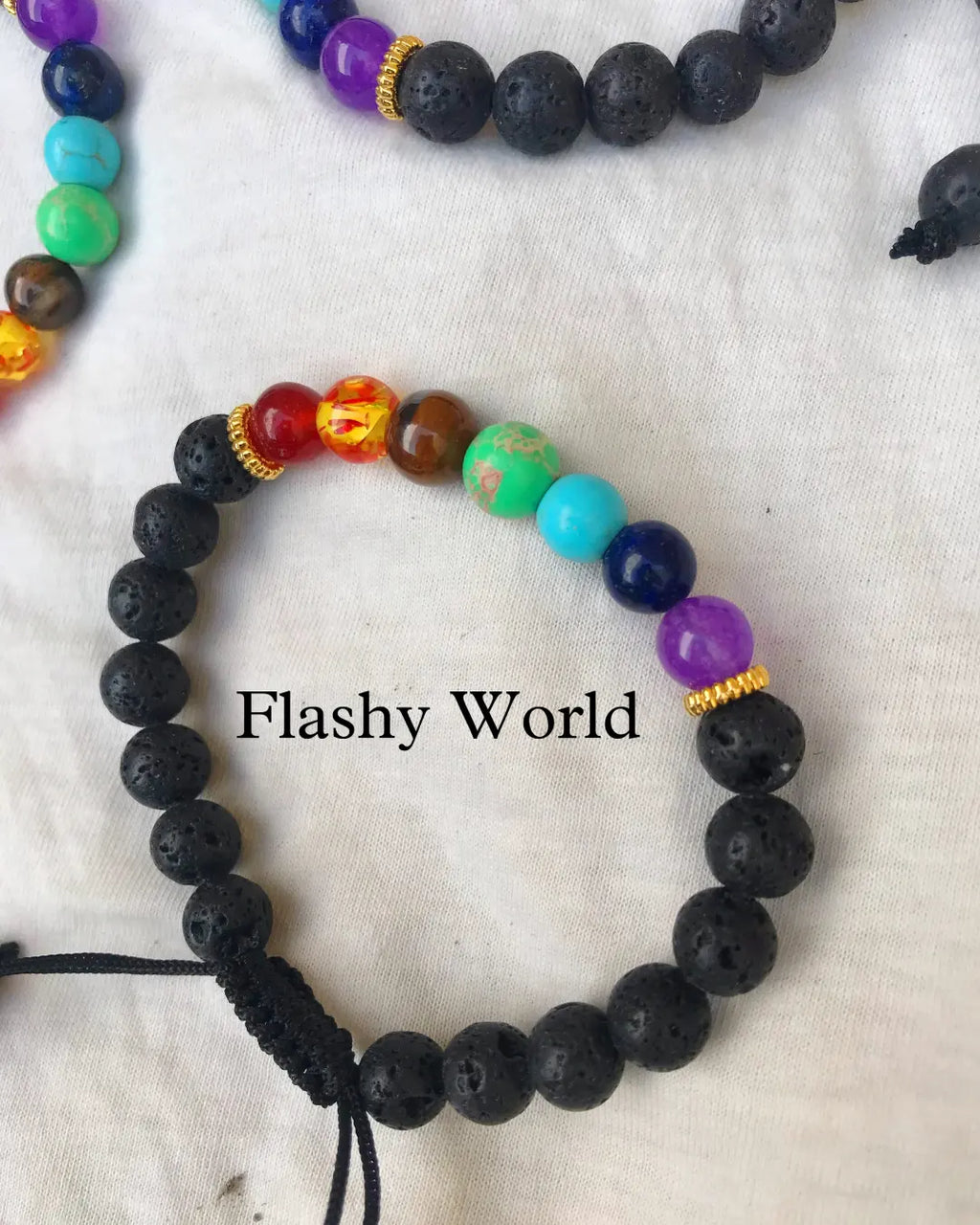 7 Chakra Healing Bracelet with Lava Stones – Adjustable Threaded Energy Balancing Bracelet
