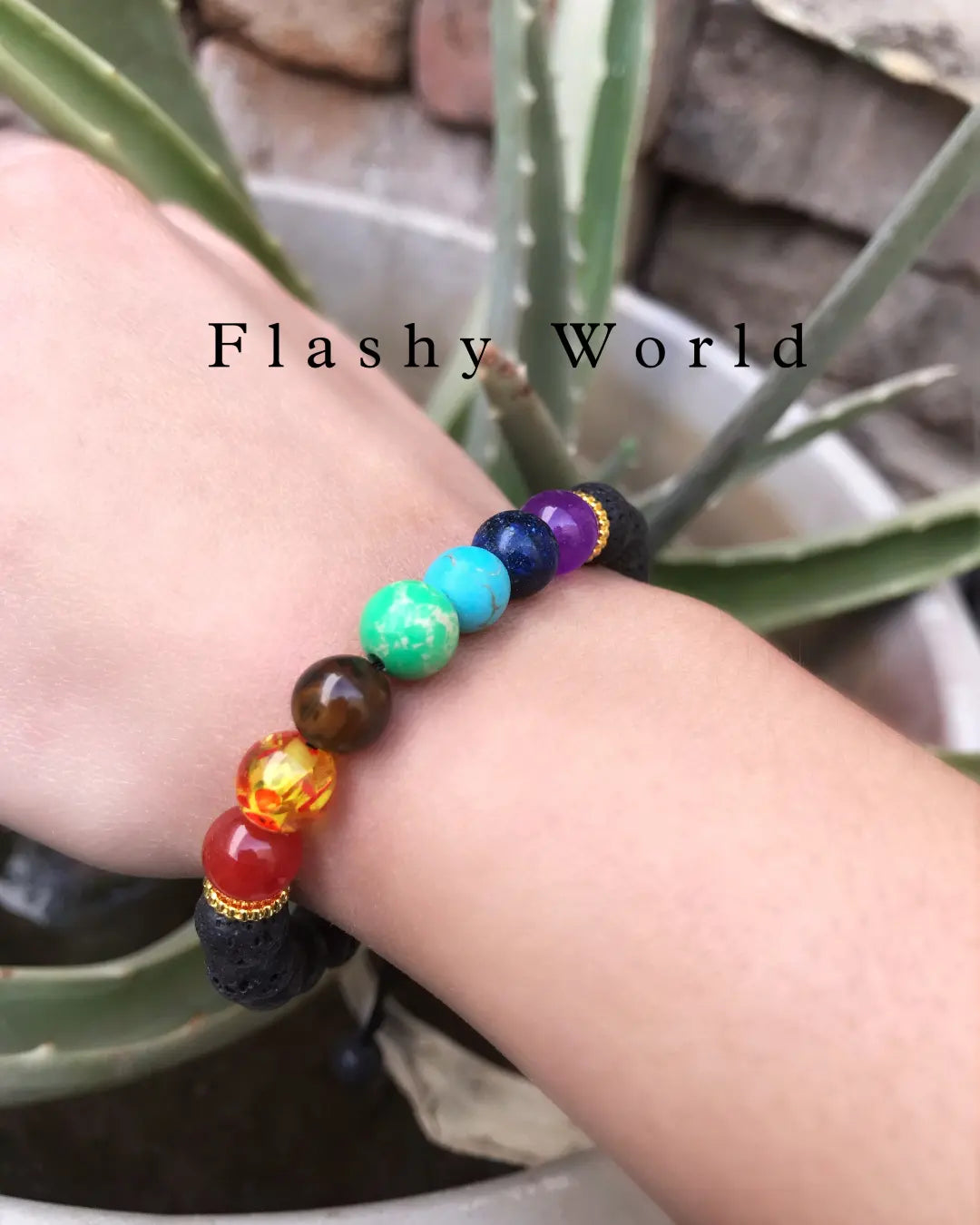 7 Chakra Healing Bracelet with Lava Stones – Adjustable Threaded Energy Balancing Bracelet