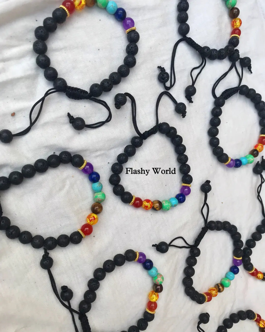 7 Chakra Healing Bracelet with Lava Stones – Adjustable Threaded Energy Balancing Bracelet
