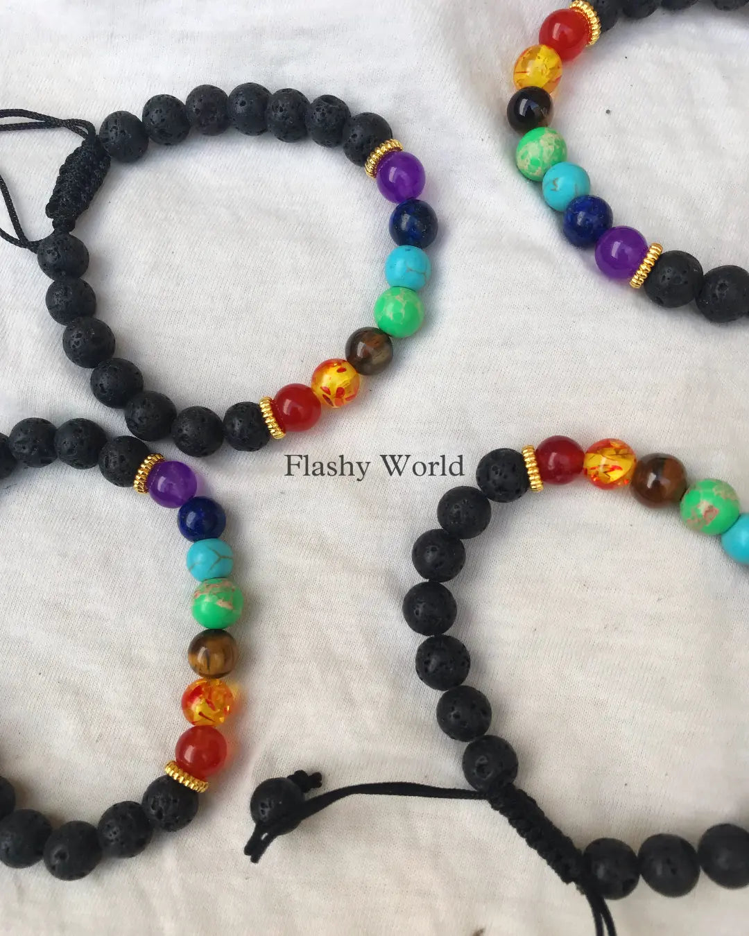 7 Chakra Healing Bracelet with Lava Stones – Adjustable Threaded Energy Balancing Bracelet