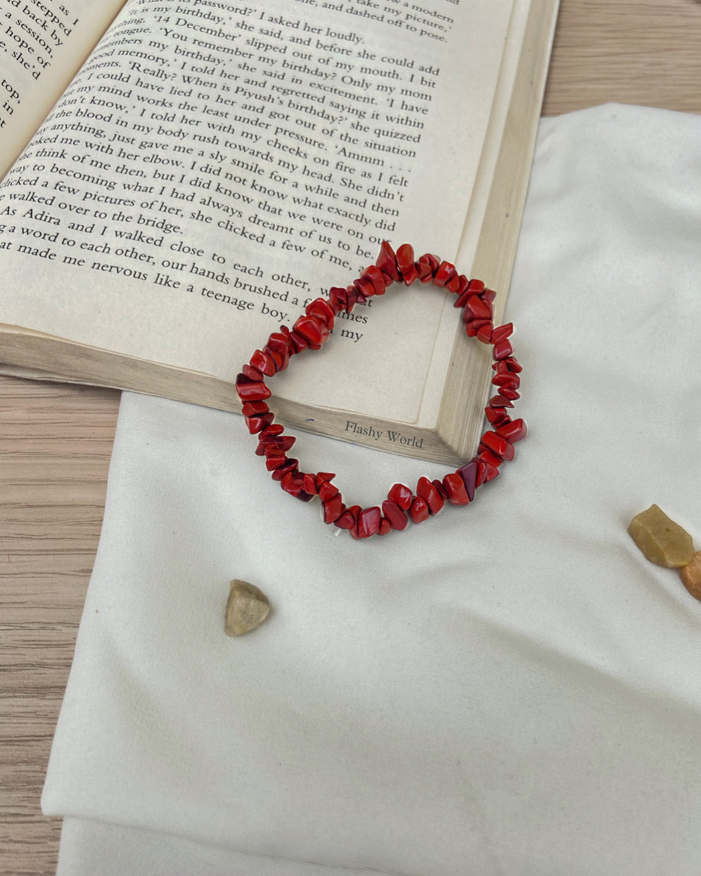 Uncut Red Jasper Chip Bracelet – Confidence, Strength & Positivity | Minimal Crystal Jewelry | Perfect Best-Friend Gift