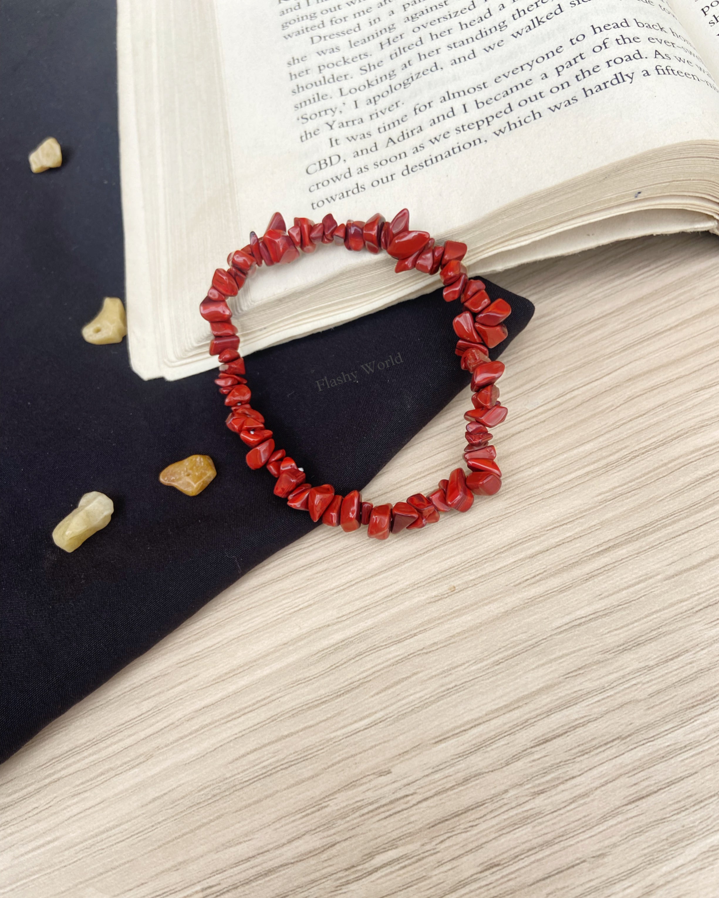 Uncut Red Jasper Chip Bracelet – Confidence, Strength & Positivity | Minimal Crystal Jewelry | Perfect Best-Friend Gift