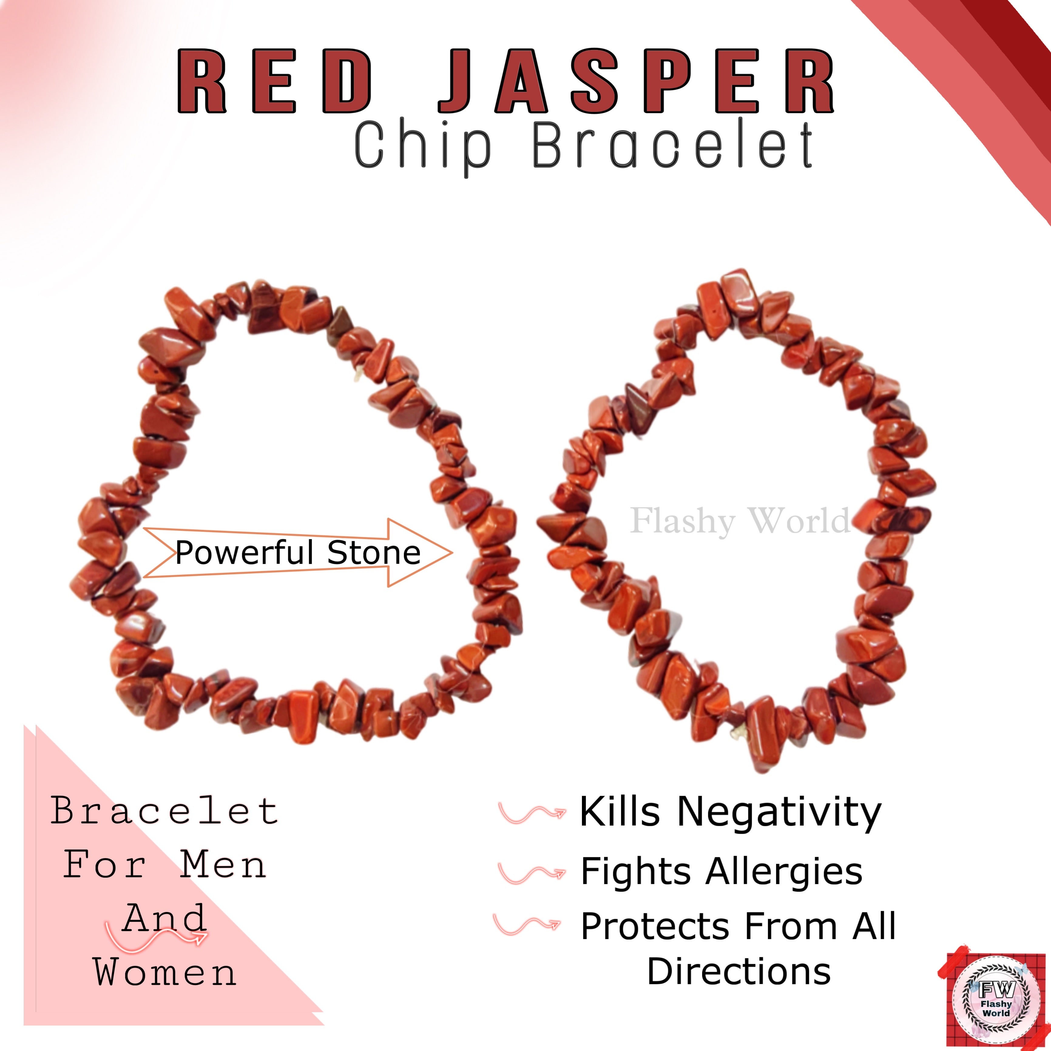 Uncut Red Jasper Chip Bracelet – Confidence, Strength & Positivity | Minimal Crystal Jewelry | Perfect Best-Friend Gift