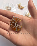 Citrine Moon Shape Pendant – Silver Wire Wrapped | Natural Crystal Necklace with Free Chain | Wealth & Positivity Crystal Jewelry