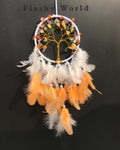 Mini 7 Chakra Tree of Life Dreamcatcher for Car Hanging – Natural Feather & Crystal Charm for Positive Energy, Good Luck & Gifting