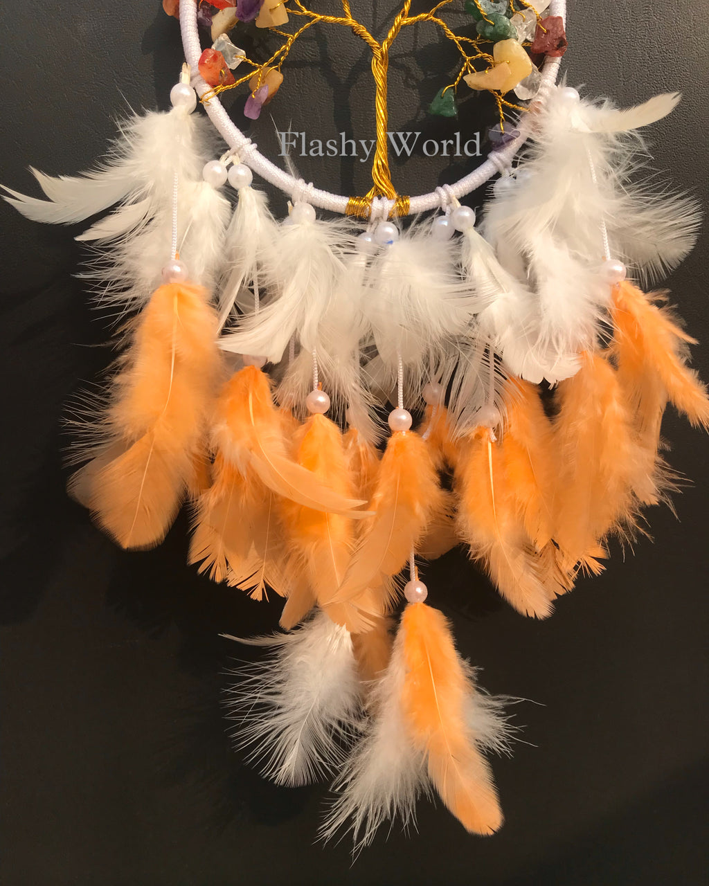 Mini 7 Chakra Tree of Life Dreamcatcher for Car Hanging – Natural Feather & Crystal Charm for Positive Energy, Good Luck & Gifting