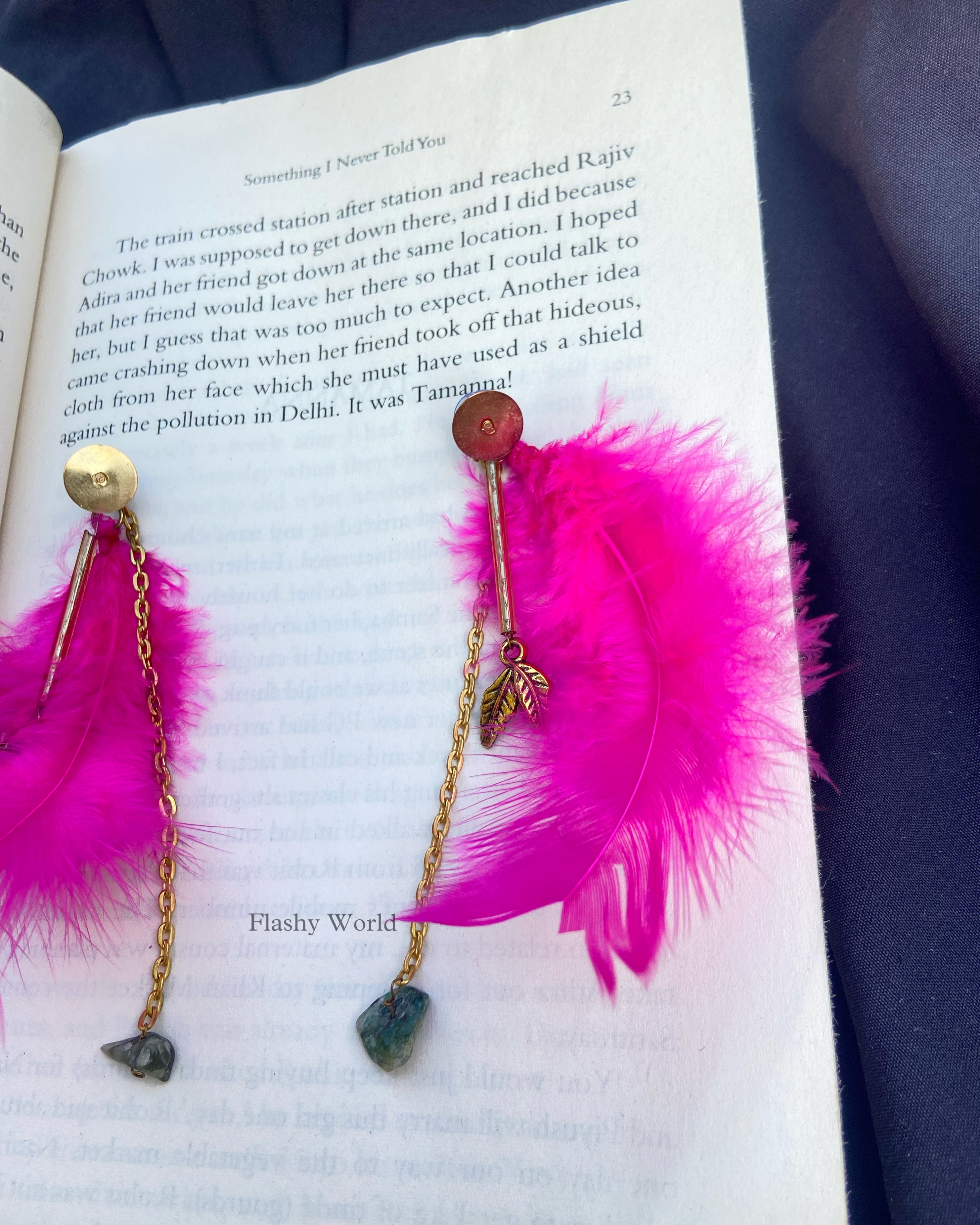 Handmade Natural Feather Earrings (Set of 3) – Lightweight, Aesthetic & Crystal-Infused