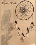 Handmade Dreamcatcher Wall Hanging with Natural Agate Coasters & Feathers – Boho Woolen Decor for Positive Energy & Gifting