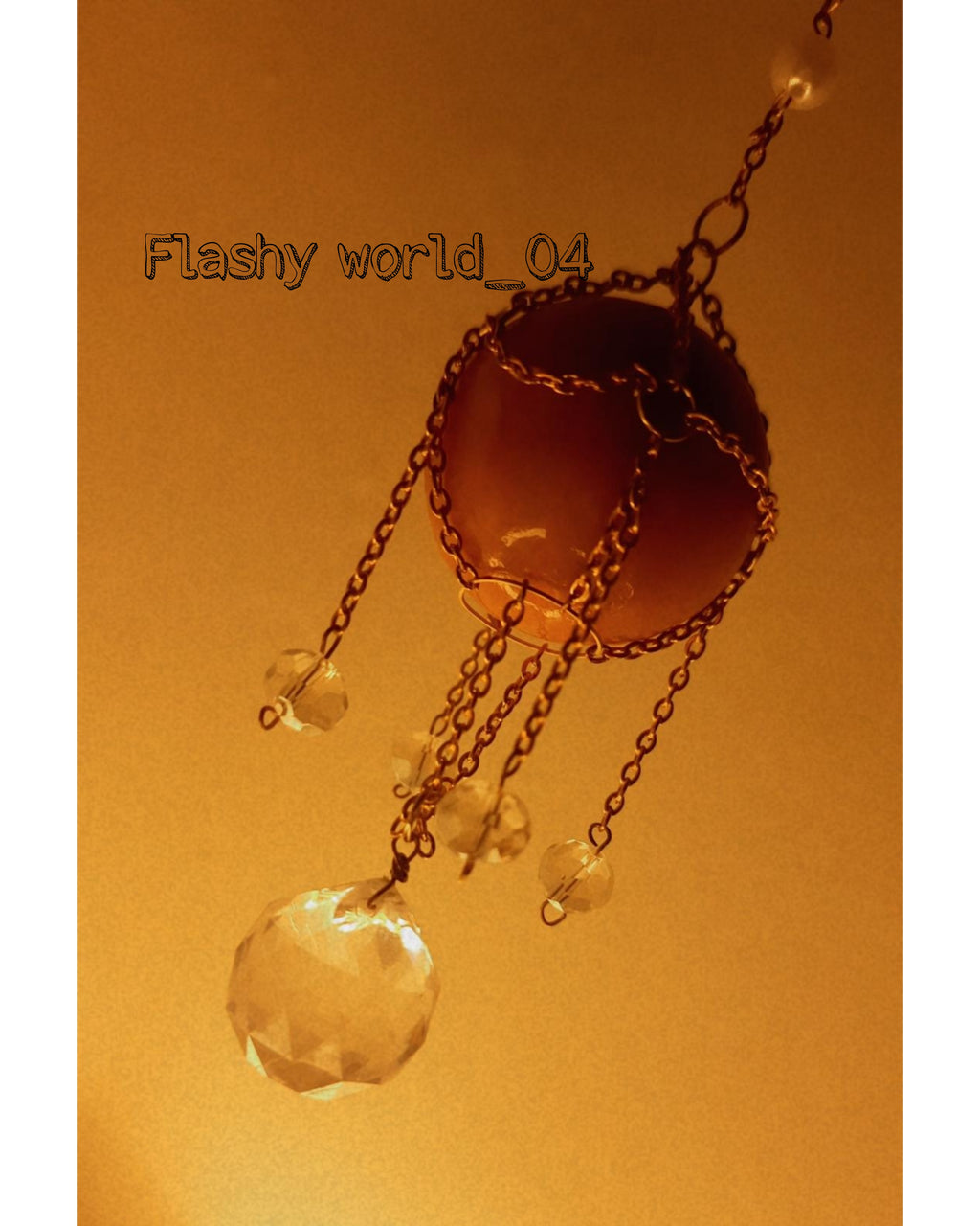 Sunstone Hanging Crystal Ball Decor – Golden Chain Wrapped Light Catcher | Bedroom & Home Décor Gift