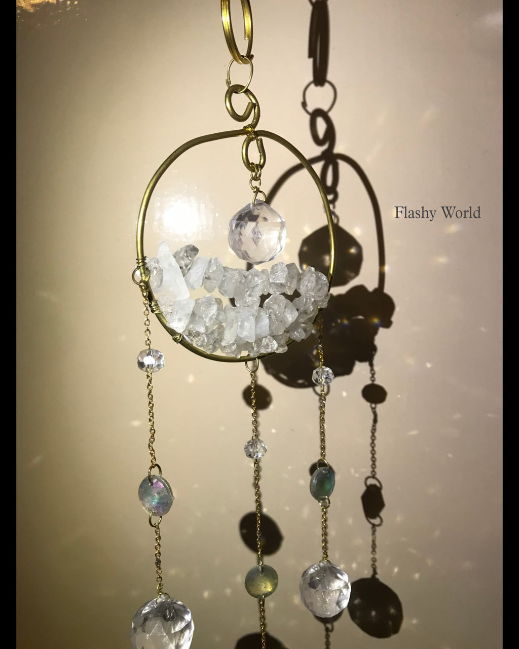 Natural Crystal Chip Sun Catcher with Glass Crystal Ball – Handmade Rainbow Maker for Home Décor, Christmas & Housewarming Gifts