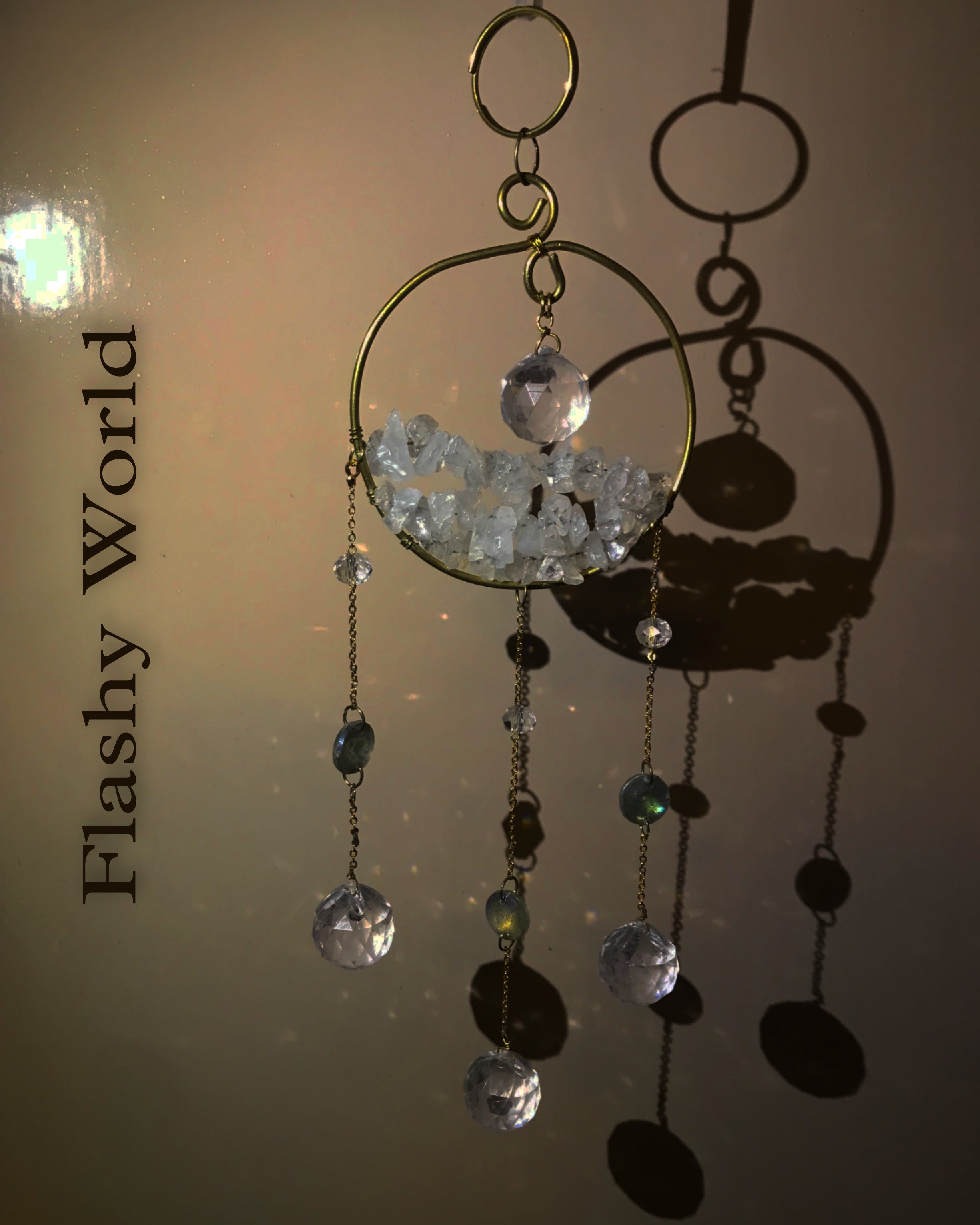 Natural Crystal Chip Sun Catcher with Glass Crystal Ball – Handmade Rainbow Maker for Home Décor, Christmas & Housewarming Gifts