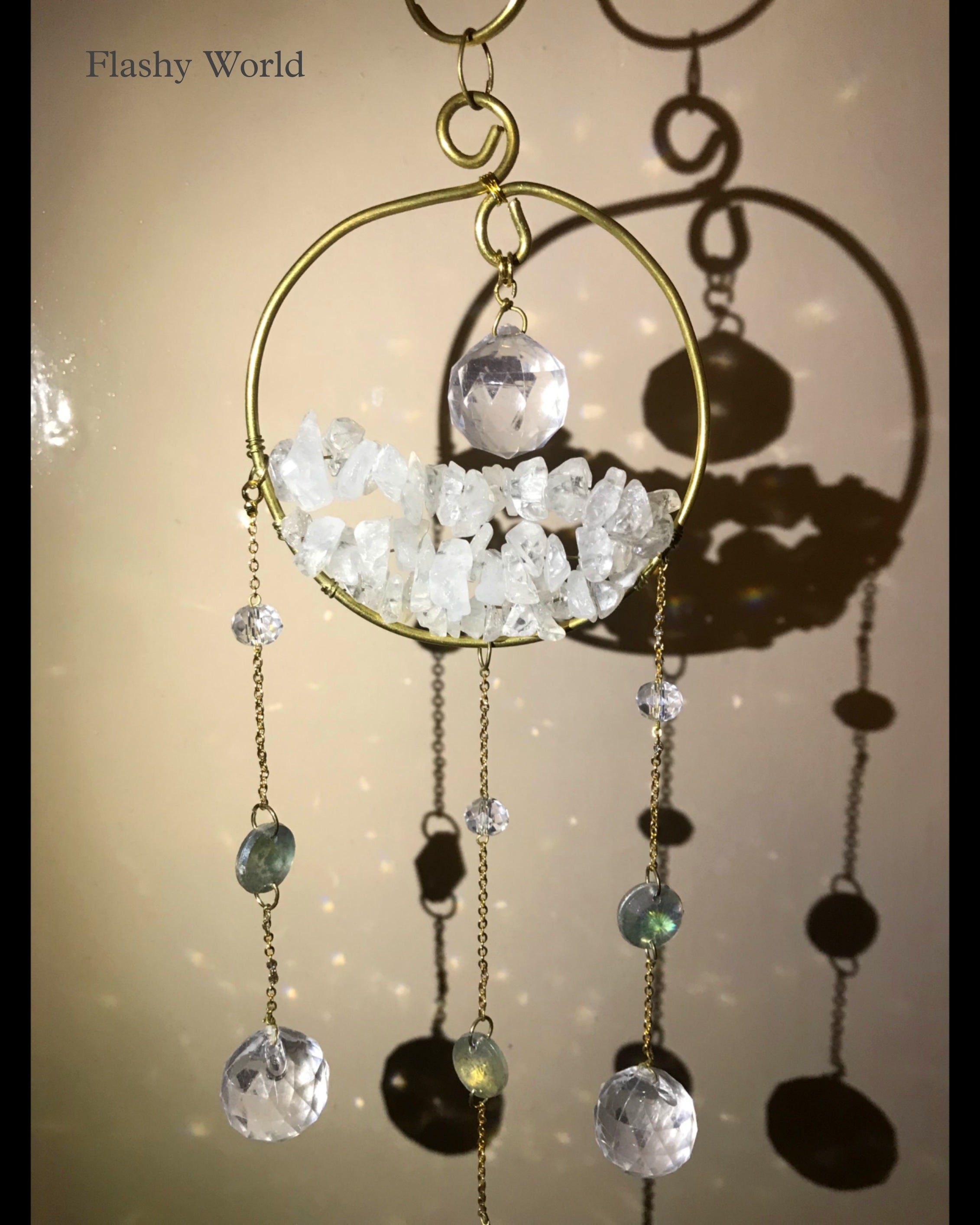 Natural Crystal Chip Sun Catcher with Glass Crystal Ball – Handmade Rainbow Maker for Home Décor, Christmas & Housewarming Gifts