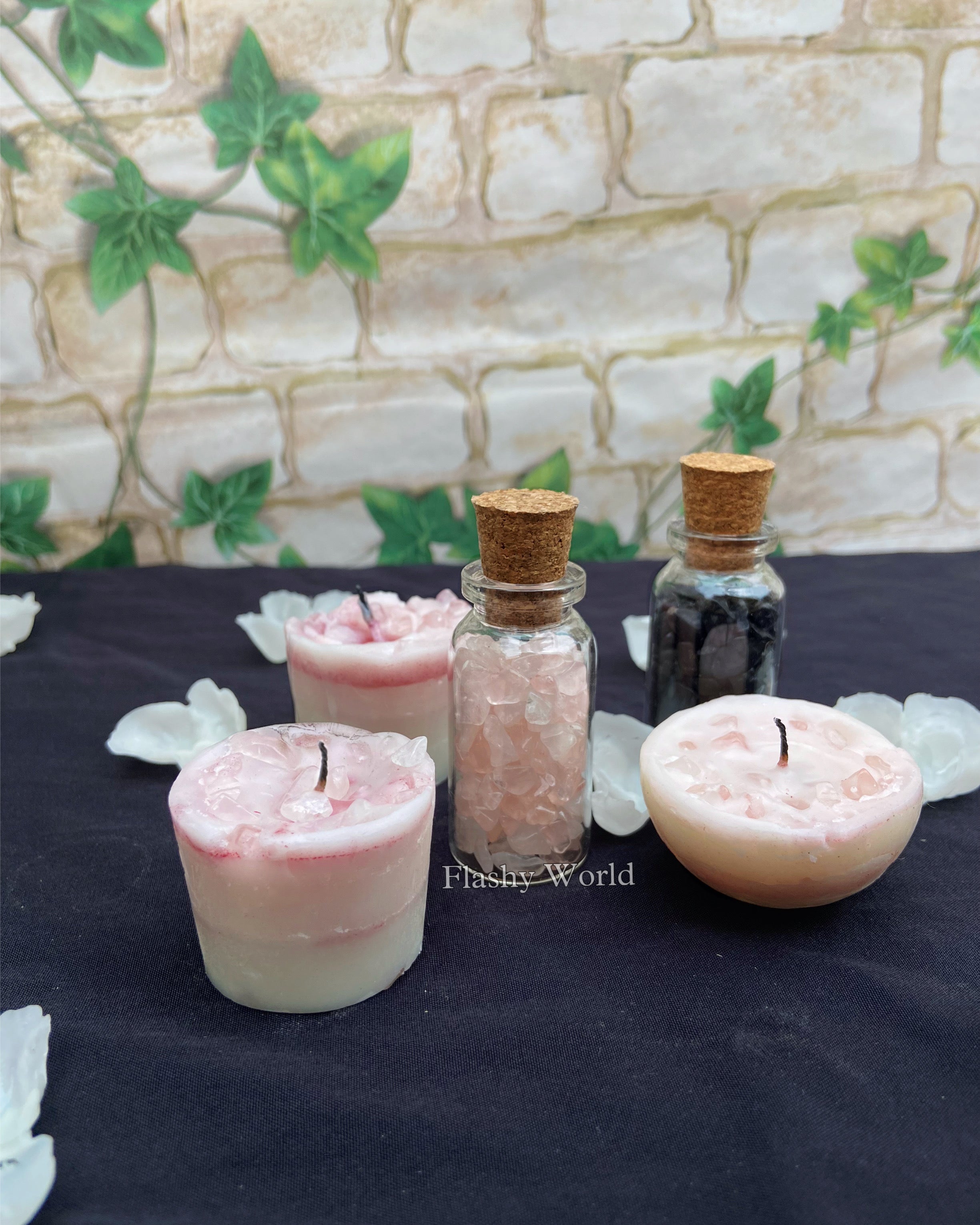 Rose Quartz Crystal Infused Meditation Candle – Healing, Self-Love & Christmas Gift