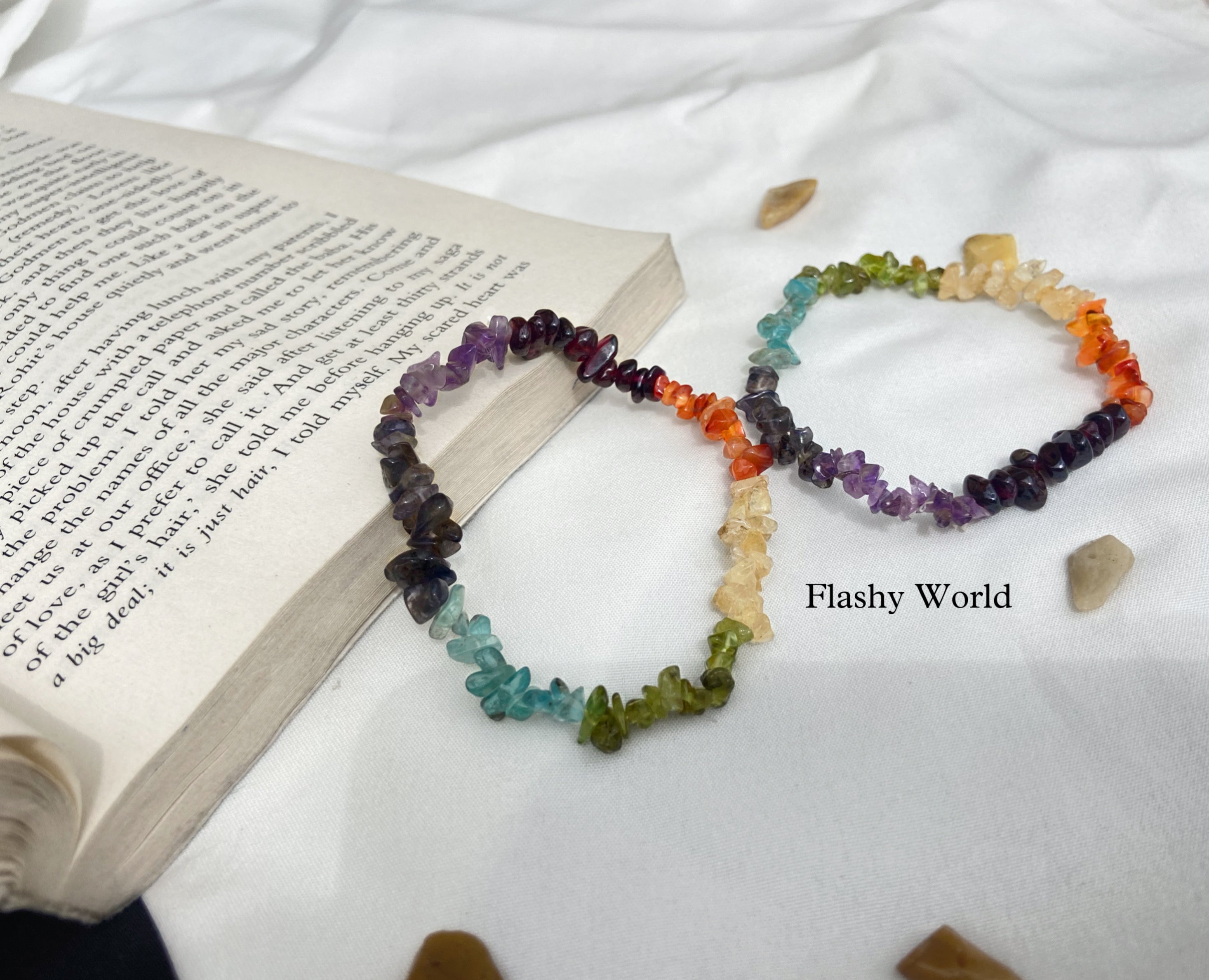 Uncut 7 Chakra Rainbow Bracelet – Healing Energy, Positivity & Balance | Minimal Crystal Jewelry | Perfect Gift for Best Friends