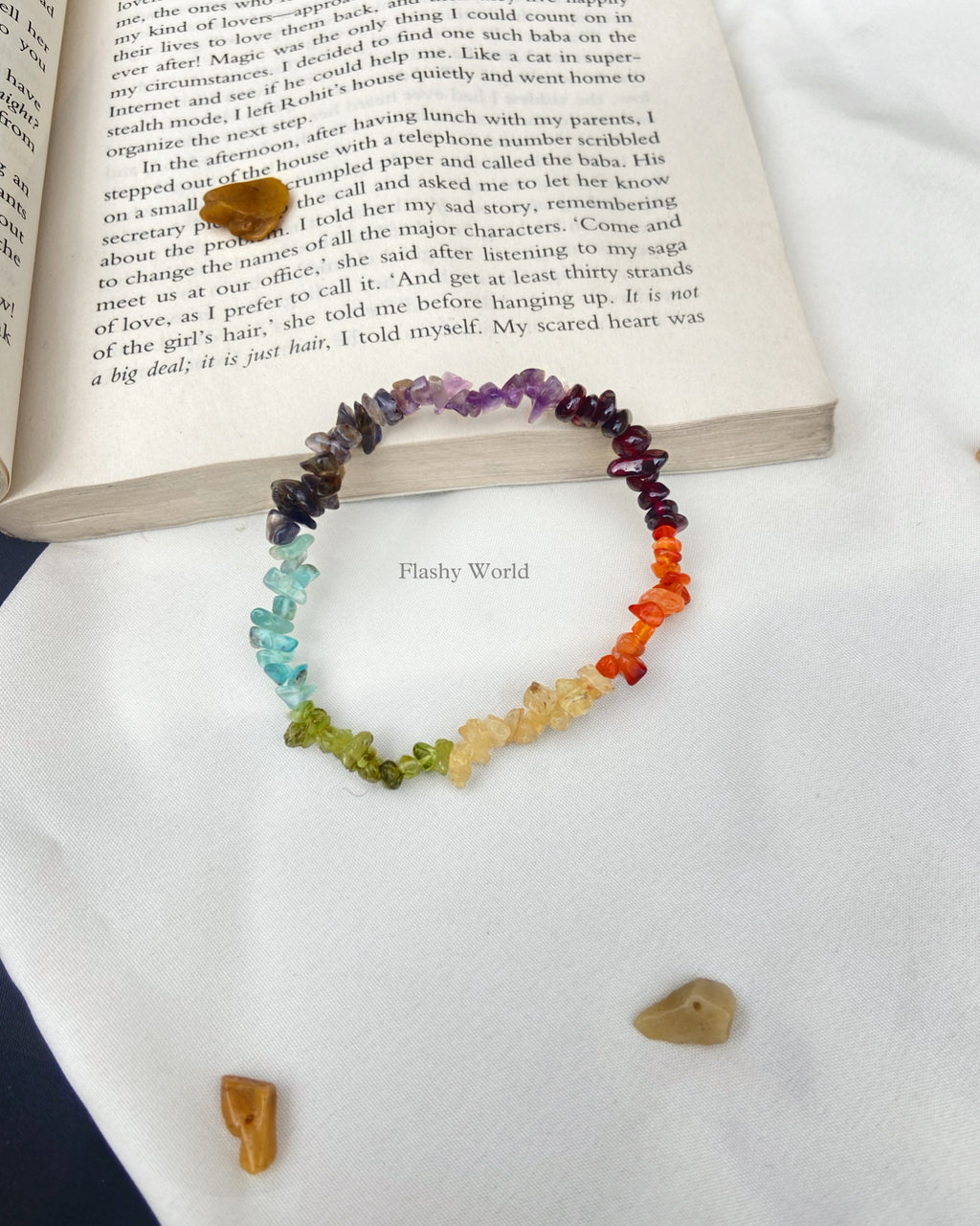 Uncut 7 Chakra Rainbow Bracelet – Healing Energy, Positivity & Balance | Minimal Crystal Jewelry | Perfect Gift for Best Friends