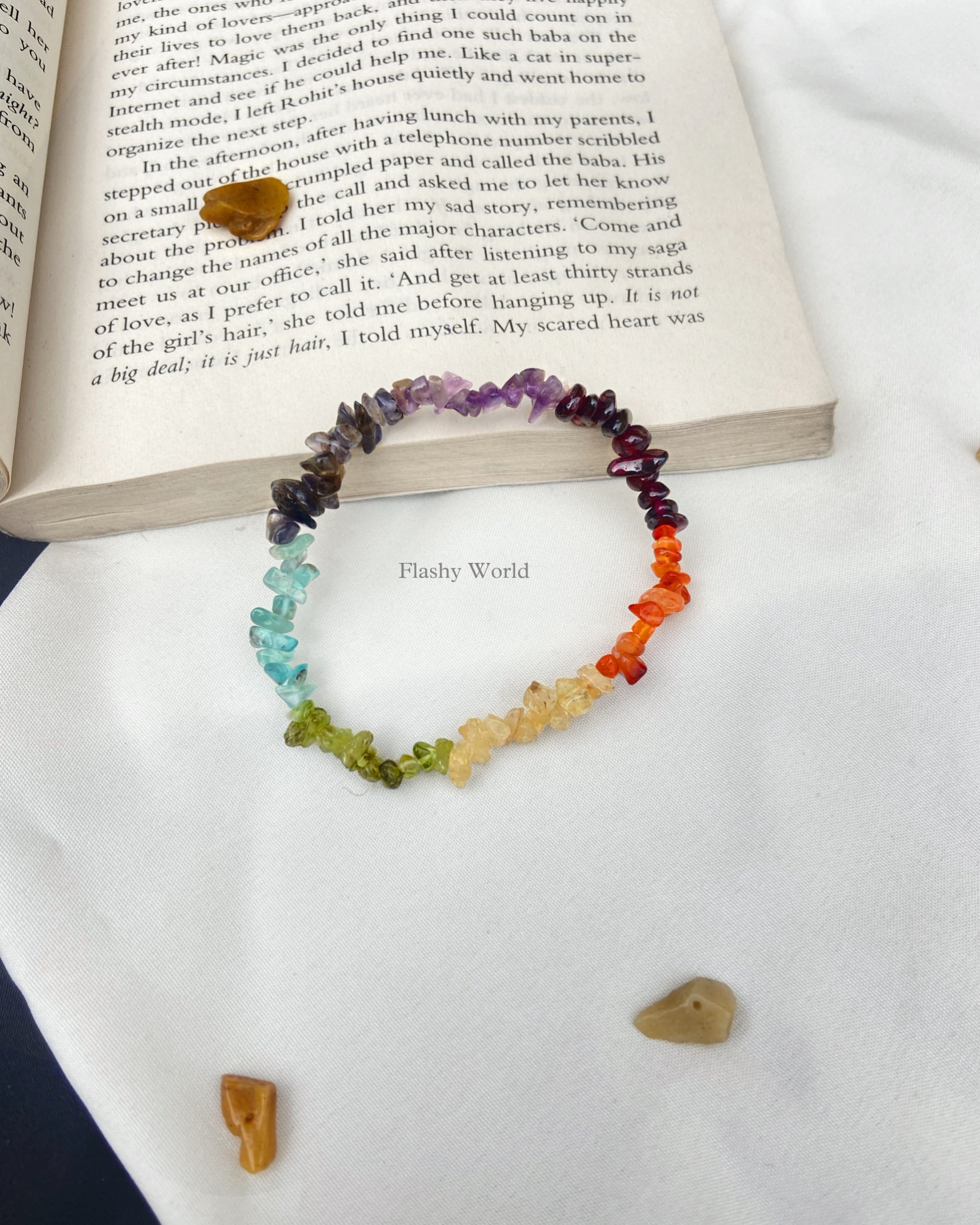 Uncut 7 Chakra Rainbow Bracelet – Healing Energy, Positivity & Balance | Minimal Crystal Jewelry | Perfect Gift for Best Friends