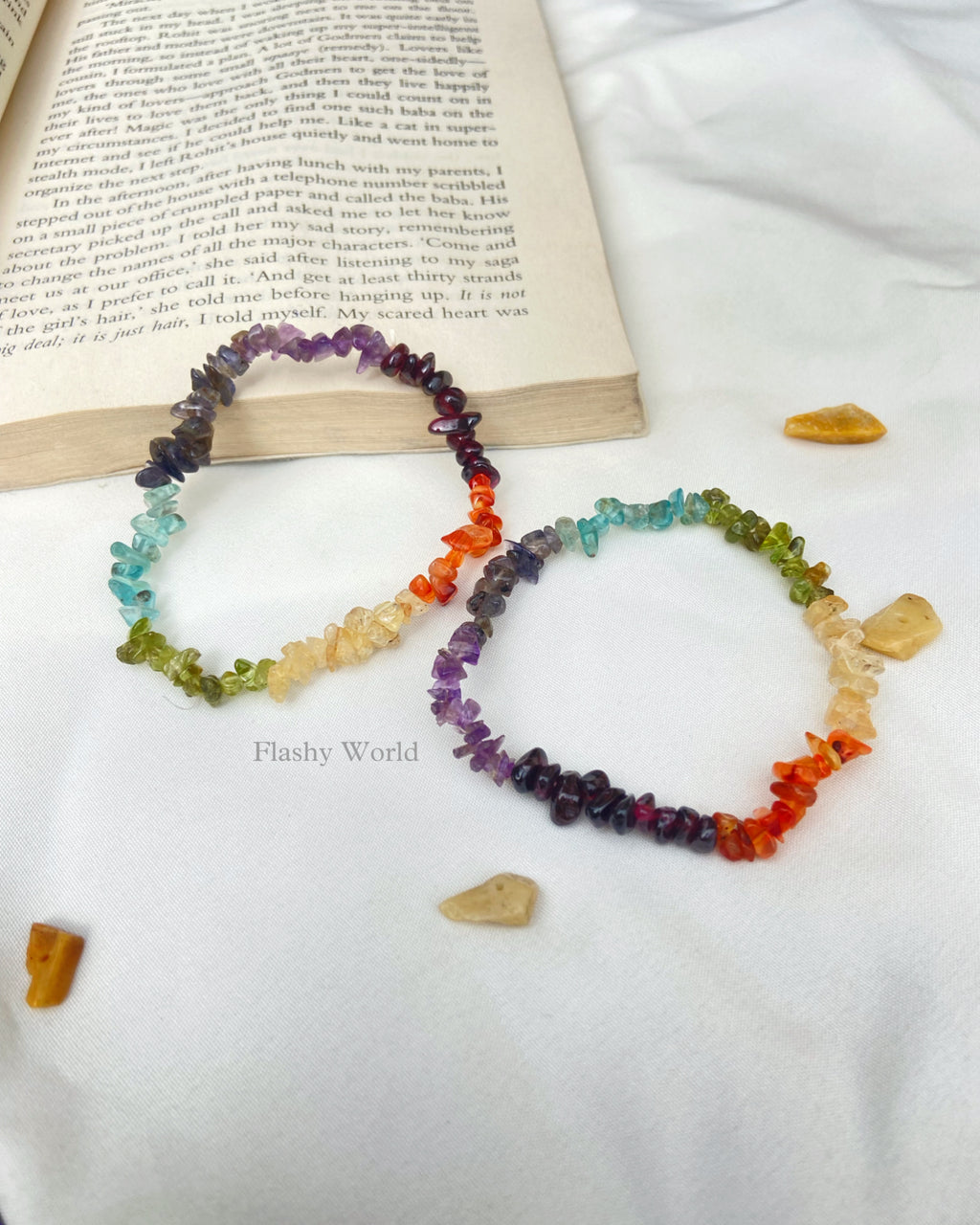 Uncut 7 Chakra Rainbow Bracelet – Healing Energy, Positivity & Balance | Minimal Crystal Jewelry | Perfect Gift for Best Friends
