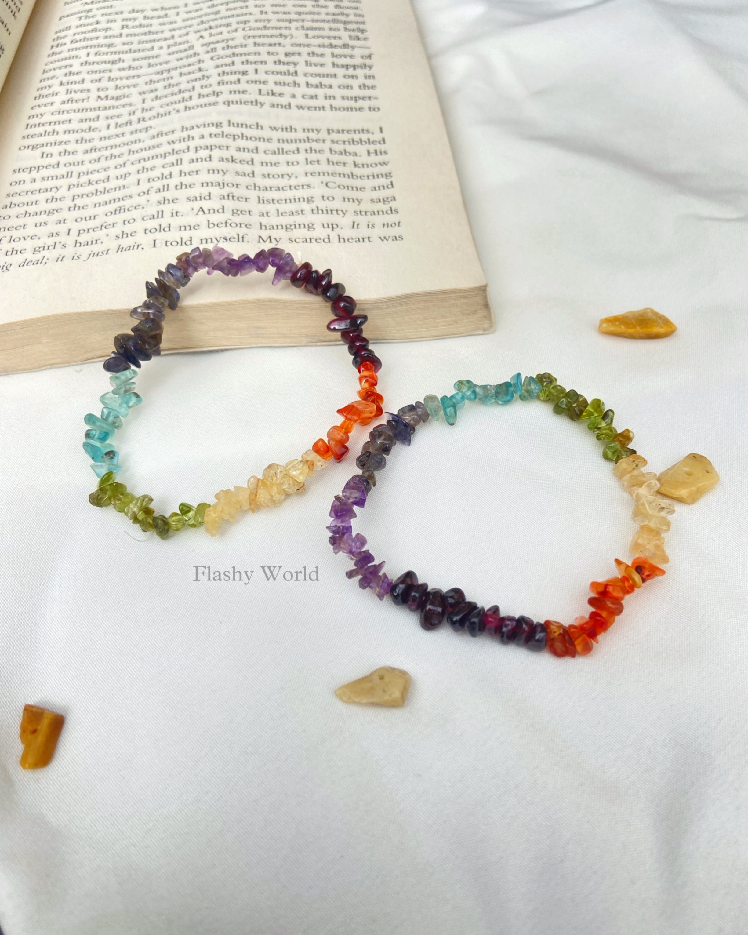Uncut 7 Chakra Rainbow Bracelet – Healing Energy, Positivity & Balance | Minimal Crystal Jewelry | Perfect Gift for Best Friends