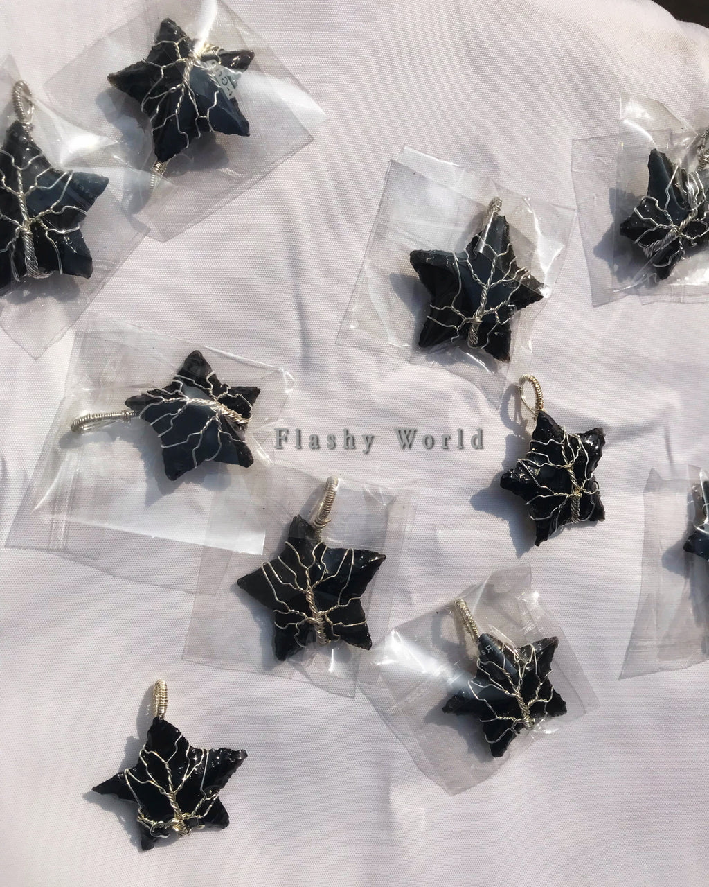 Black Agate Star Pendant – Silver Wire Wrapped | Free Chain Included | Minimal & Elegant Crystal Necklace