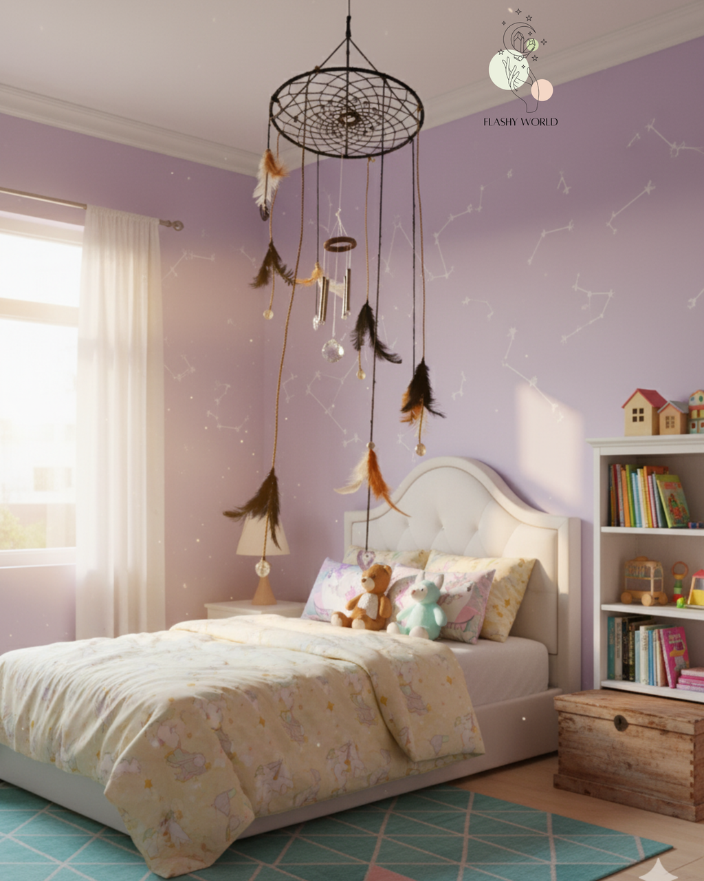 Handmade Dreamcatcher Wind Chime with Natural Feathers & Healing White Stones – Soft Sound for Peaceful Sleep & Positive Energy