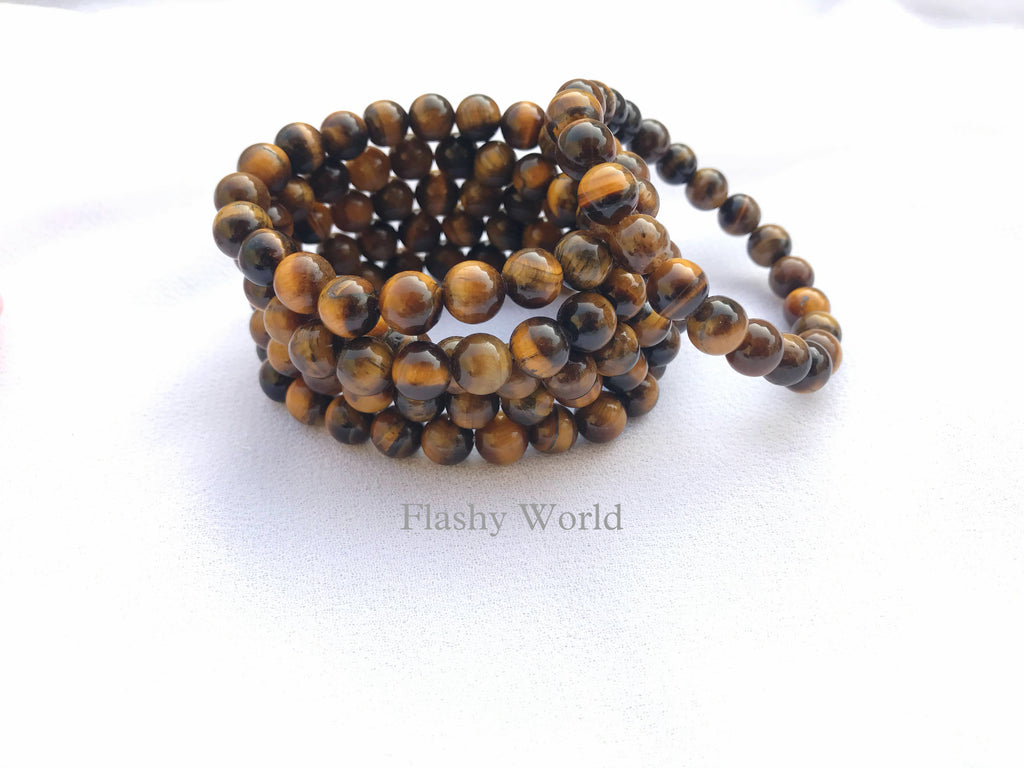 Handmade Tiger Eye Beaded Bracelet (8mm) | Unisex Natural Stone Bracelet for Protection, Confidence & Strength