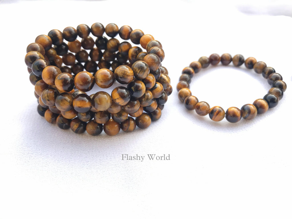 Handmade Tiger Eye Beaded Bracelet (8mm) | Unisex Natural Stone Bracelet for Protection, Confidence & Strength