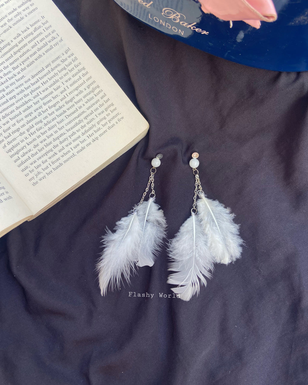 Handmade Natural Feather Earrings (Set of 3) – Lightweight, Aesthetic & Crystal-Infused