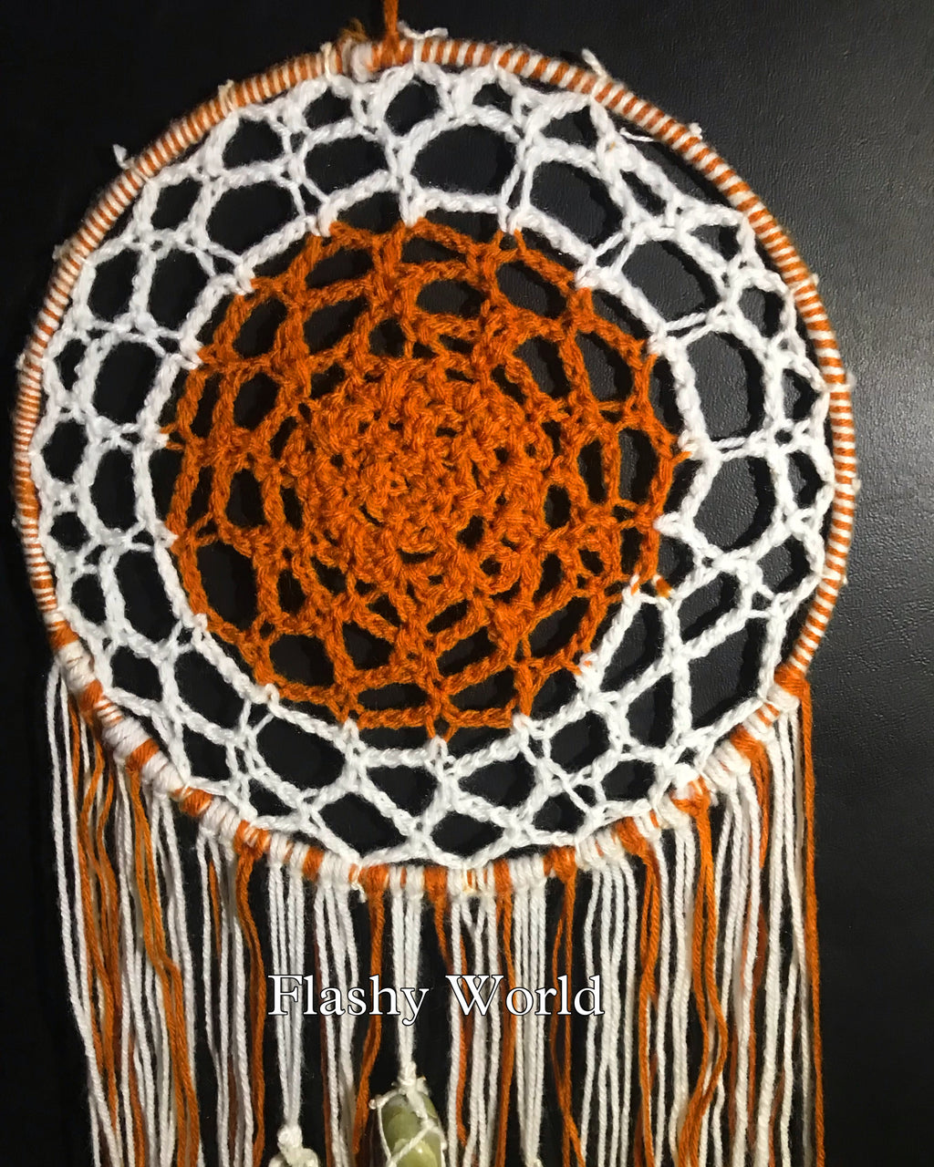 Handmade Crochet Wall Hanger with Green Aventurine Crystal – Boho Home Décor with Wrapped Tumble Stone for Positive Energy & Gifting
