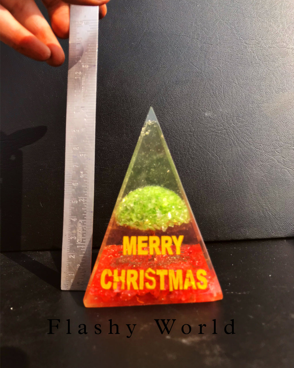 Holiday Crystal Pyramid for Gifting | Peridot Tree & Orange Stone Base | Christmas Special